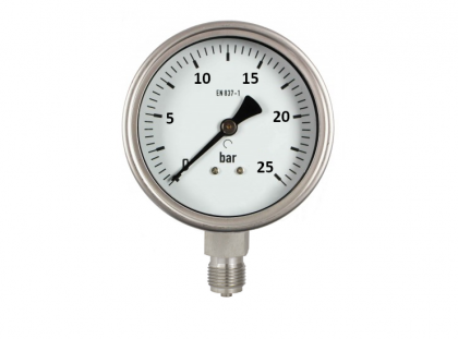 Manometr Ø63mm, 0-25 bar, glycerin, spodní př.