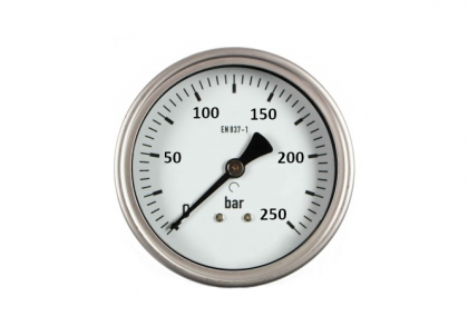 Manometr Ø63mm, 0-250 bar, glycerin, zadní př.