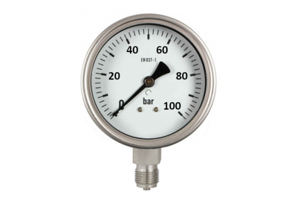Manometr Ø63mm, 0-100 bar, glycerin, spodní př.