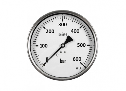 Manometr Ø63mm, 0-600 bar, glycerin, zadní př.