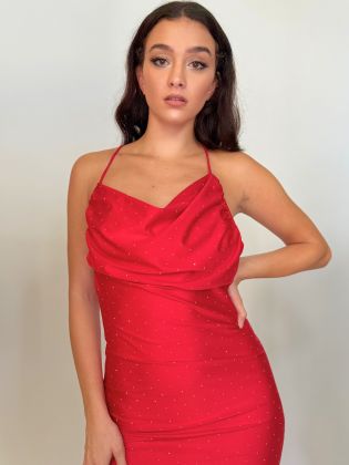 Venezia šaty s kamínky red