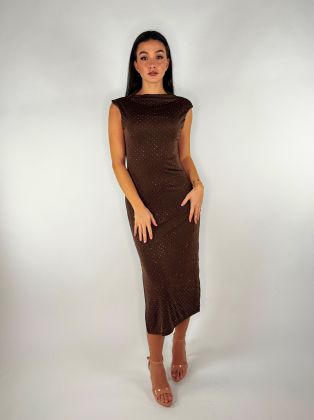 Trento šaty s kamínky brown