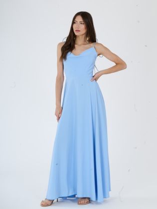 Roma šaty s rozparkem light blue