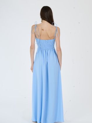 Roma šaty s rozparkem light blue