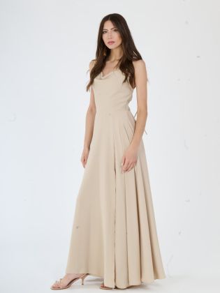 Roma šaty s rozparkem beige