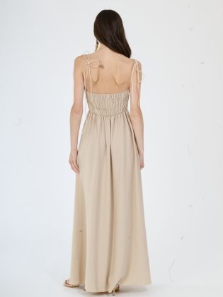 Roma šaty s rozparkem beige