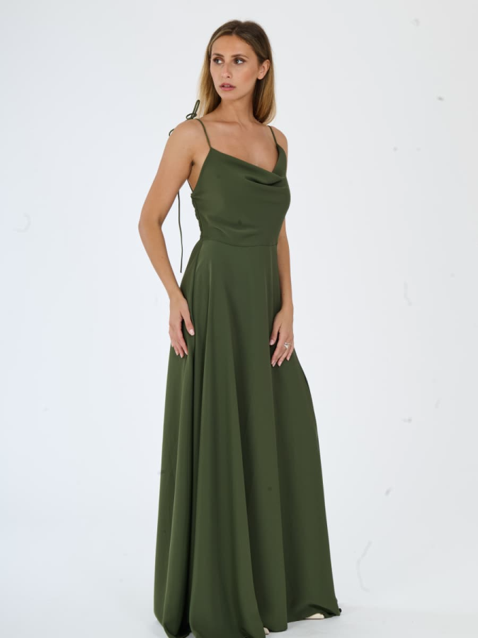 Roma šaty s rozparkem khaki